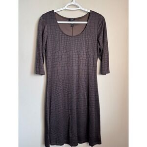Donna Womens Brown Reptile Print Sheath Dress P/S Animal Texture Office Chic